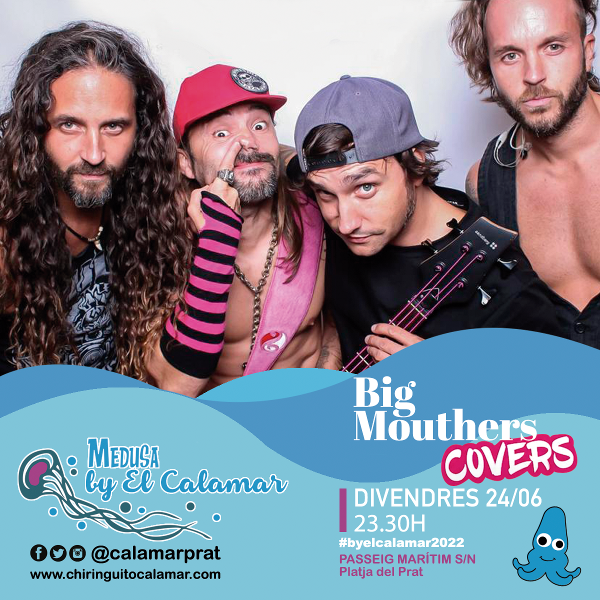 BIG MOUTHERS COVERS EN DIRECTE, MEDUSA BY EL CALAMAR, PLATJA DEL PRAT, PLAYA, BARCELONA