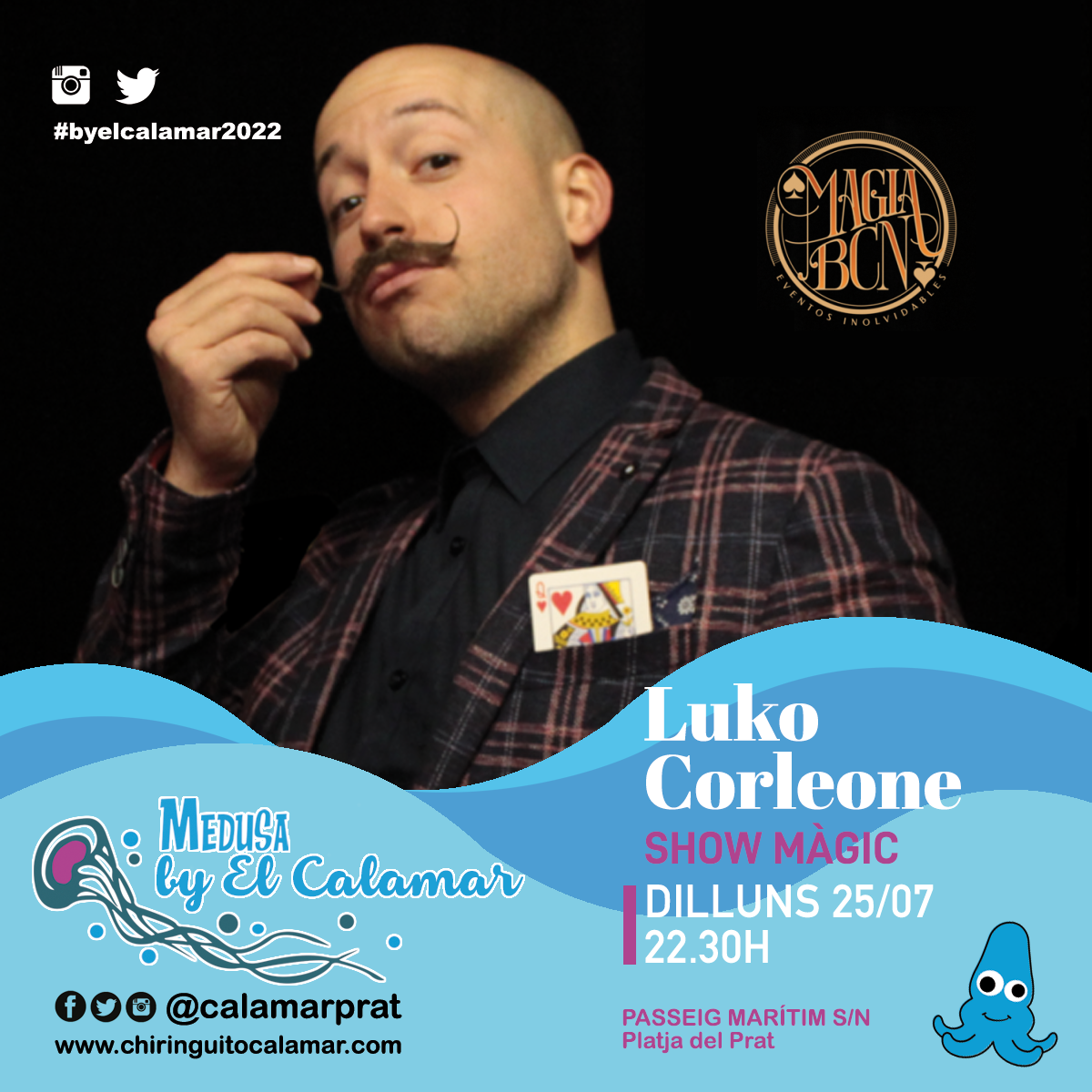 MAGIA con LUKO CORLEONE en MEDUSA BY EL CALAMAR, CHIRINGUITO, PLAYA DEL PRAT, BARCELONA