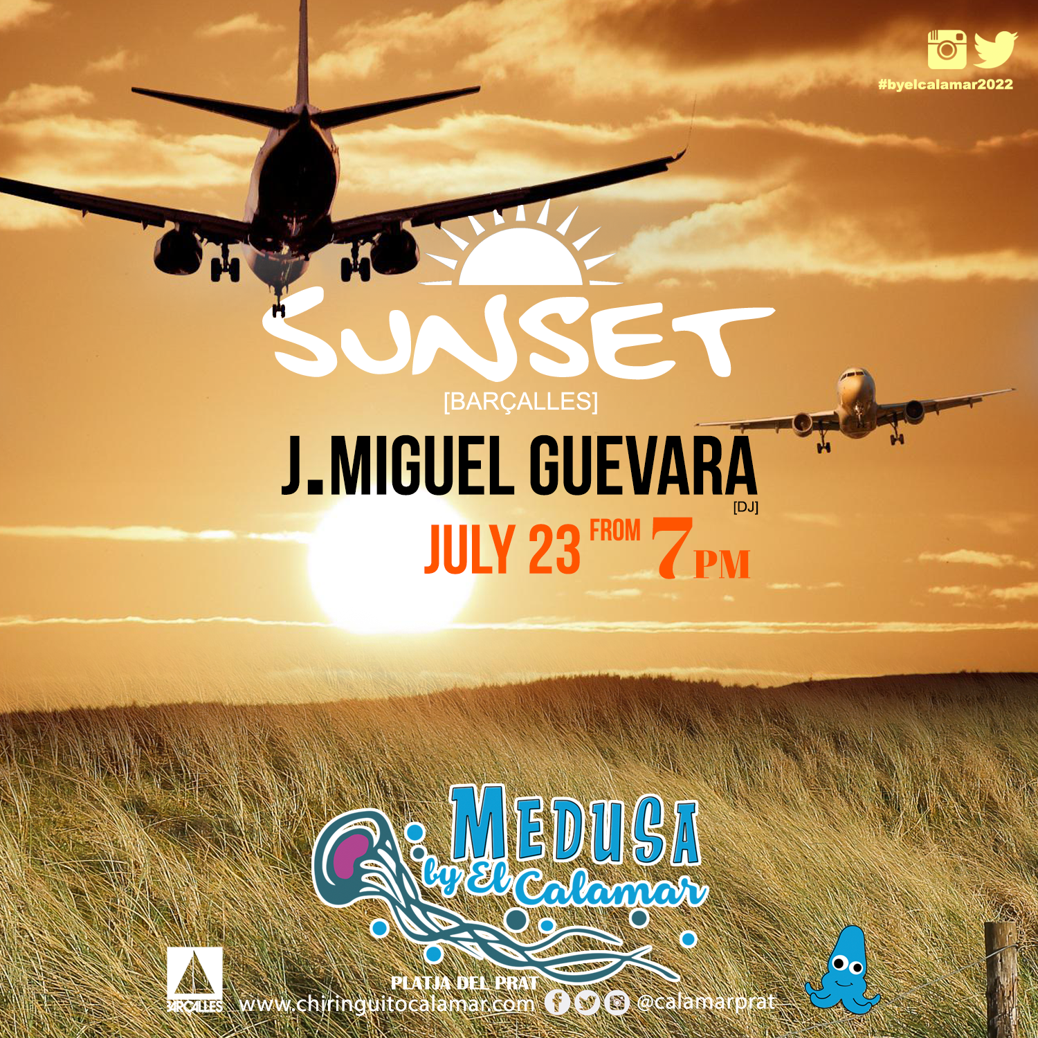 SUNSET BY J MIGUEL GUEVARA, CHIRINGUITO MEDUSA BY EL CALAMAR, PLATJA DEL PRAT, BARCELONA