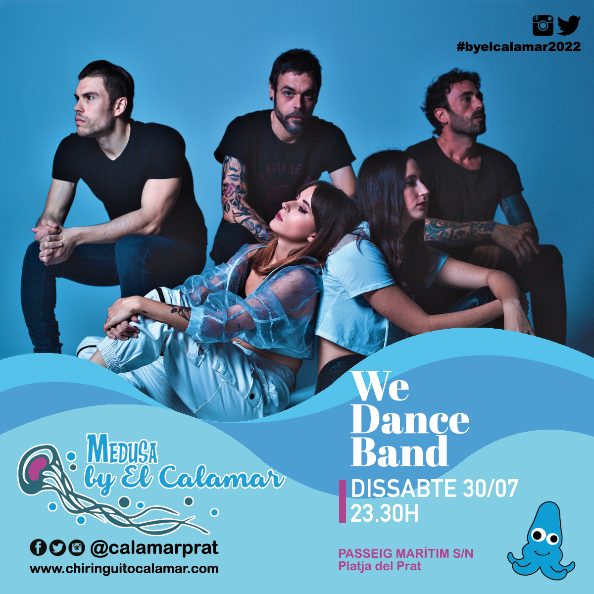 WE DANCE BAND, BANDA VERSIONS POP ROCK, Medusa by El Calamar, Platja del Prat, El Prat, Barcelona