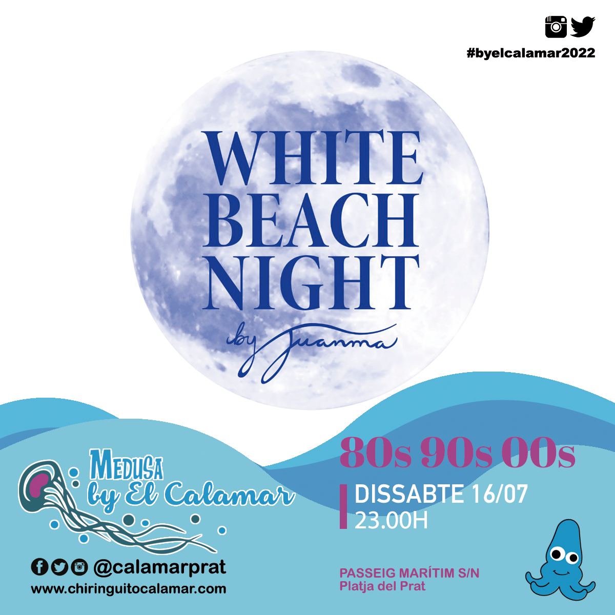 WHITE BEACH PARTY BY JUANMA 2022, CHIRINGUITO EL CALAMAR, PLATJA DEL PRAT, EL PRAT, BARCELONA, PLAYA