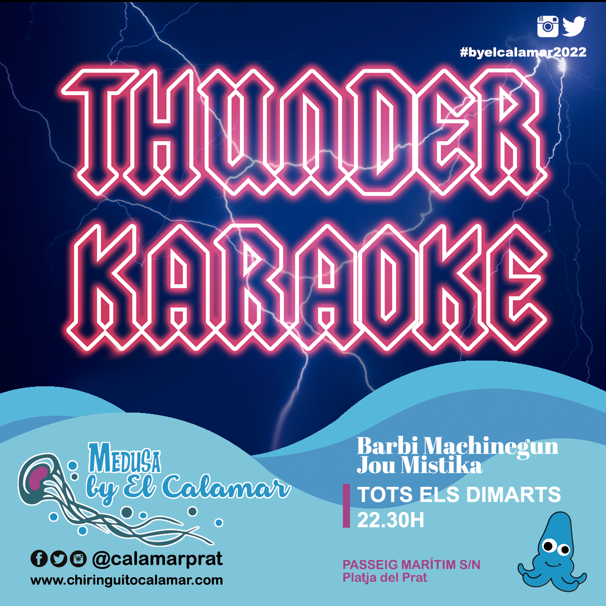 THUNDER KARAOKE EN EL CALAMAR, CHIRINGUITO, PLAYA DEL PRAT, BARCELONA